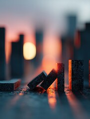 Minimal abstract geometric digital design Abstract Urban Landscape with Geometric Blocks and Sunset Glow featuring vibrant tones, modern creative composition, inspirational feeling