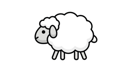 Cartoon Sheep with Fluffy Wool and Simple Design. © Maryati