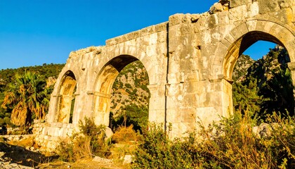 Ancient stone arches in a valley