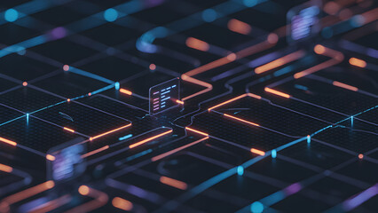 Abstract glowing digital network grid with blue and orange lines on dark background 4k full hd 2025 2026 download