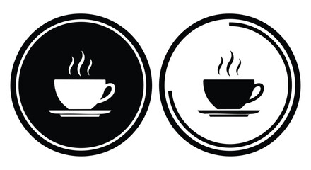 Elegant black and white coffee cup icons for modern cafe branding and menu design projects