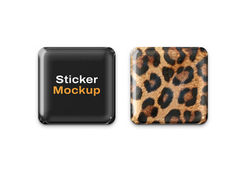 3D Square Phone Stickers Mockup