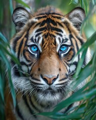 Fototapeta premium Majestic Tiger. Beautiful Tiger Portrait. Generative Ai