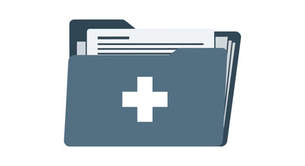 Obraz premium Blue Folder with White Plus Sign and Documents.