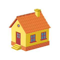 3d Cute Cartoon House Illustration with Warm Colors and Simple Design, Creating a Cheerful and Inviting Ambiance, Representing Home Ownership