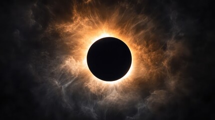 Obraz premium Celestial alignment of moon and sun during breathtaking solar eclipse.