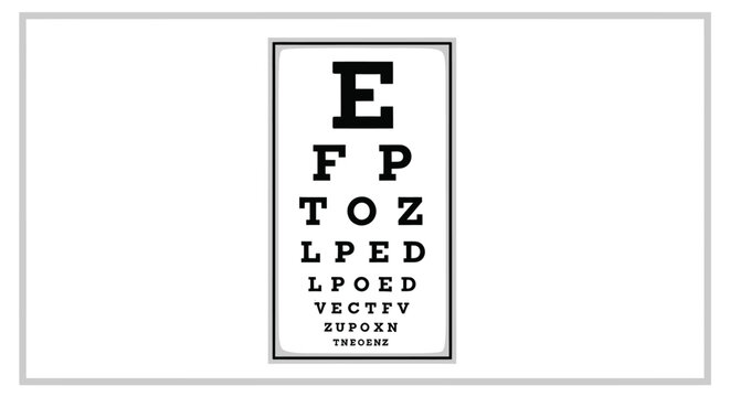 Eye Chart for Vision Testing Black Letters on White Background.