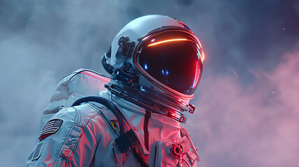 Astronaut amid cosmic hues: An astronaut, enveloped in a nebulae of space, with a helmet reflecting the mysteries of the cosmos. 