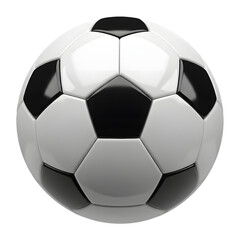 Fototapeta premium A classic black and white soccer ball is displayed against a plain white background centered on transparent background