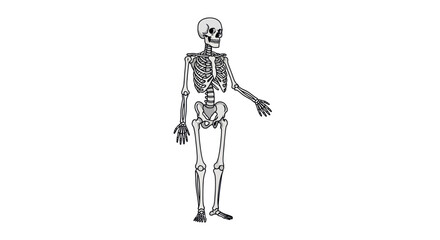 Anatomical Skeleton Illustration: Detailed Bone Structure and Human Anatomy. © Maryati