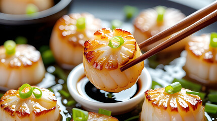 Seared Scallops with Soy Sauce and Green Onion