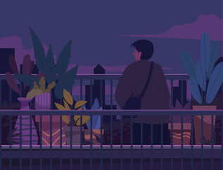 A sad man looks forward in despair.