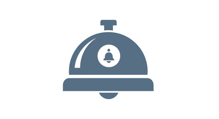 Obraz premium Simple Blue Hotel Bell Icon with Handle and Clapper.