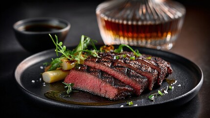 Grilled Wagyu A5 Steak with Asparagus and Fine Dining Presentation