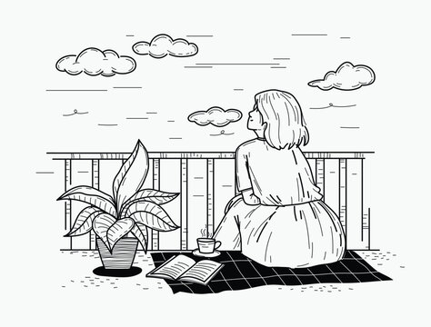 continuous one line art drawing. Sad in problem, anxiety and stress,  Mental health disorder, depression, tired.