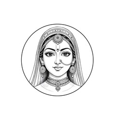 Elegant Monochrome Portrait of a Bride in Traditional Indian Attire