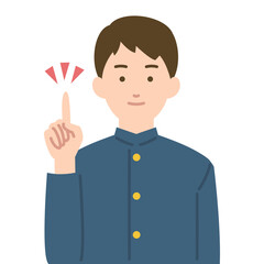 男子学生の指差しイラスト