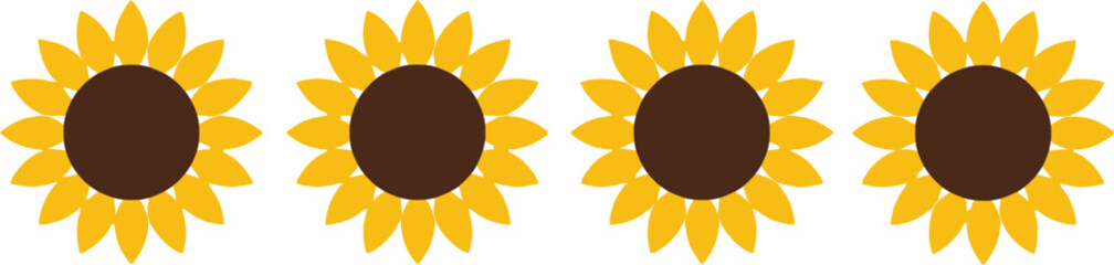 Four vibrant sunflowers blooming in a row brighten any design project vector