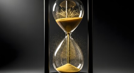Hourglass with flowing sand symbolizing the passage of time and urgency