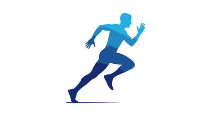 Dynamic Blue Gradient Silhouette of a Running Person.