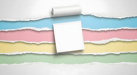 Fototapeta premium Colorful paper torn background with blank note for text