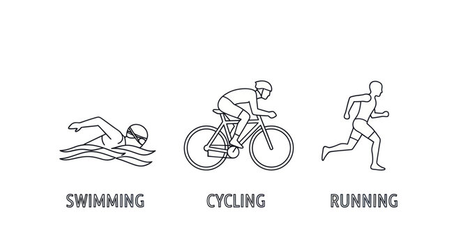 Triathlon Training Stages: Swimming Cycling and Running.