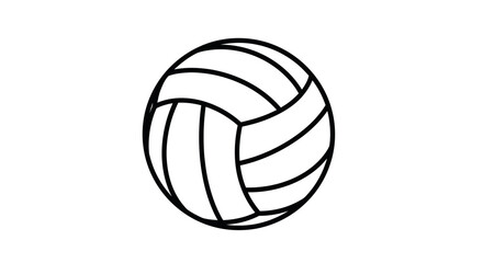 Simple black and white line art illustration of a classic volleyball sport ball.
