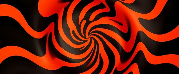 Abstract swirling orange and black pattern creating an optical illusion, texture, graphic