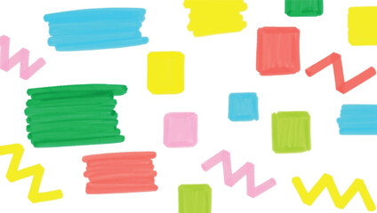 Vibrant Hand Drawn Abstract Shapes and Scribbles Pattern.