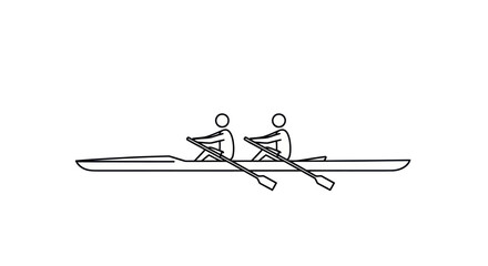 Minimalist Outline of Two Rowers in a Rowing Boat. © Maryati