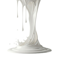 Thick, glossy white sugar glaze, drizzled mid-air with dynamic trails and droplets, dramatic backlighting on a transparent seamless background, frozen liquid culinary art concept