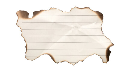 burn blank lined paper notebook paper with burnt edges isolated on transparent background,old burn paper framenote paper message office business tag sign