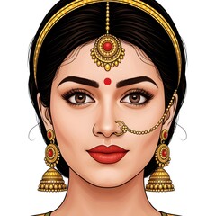 Stunning Portrait of a South Asian Bride Adorned in Exquisite Gold Jewelry