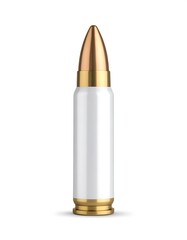 A white bullet cartridge, gold-tipped