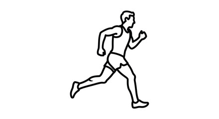 Line Drawing of a Running Man in Athletic Gear.