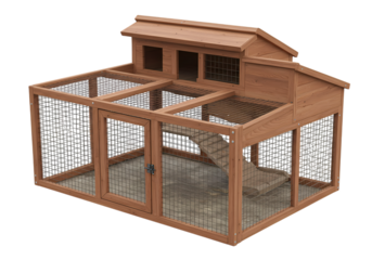 Wooden Chicken Coop Spacious TwoStory Design for Backyard Chickens isolated on transparent background
