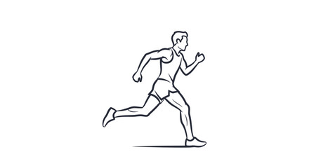 Line Drawing of a Running Man in Athletic Wear.