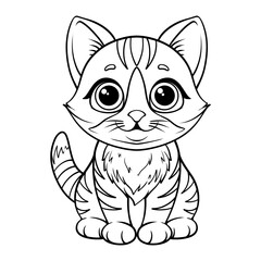 Obraz premium kitten vector line art drawing illustration