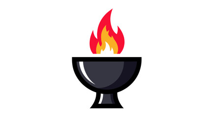 Stylized Black Torch with Burning Red and Yellow Flames.