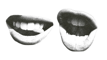 black and white halftone lips
