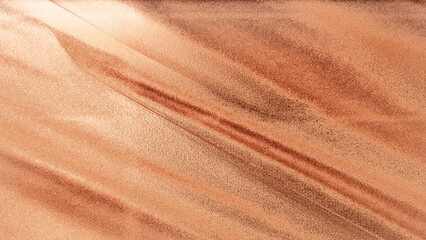 Rose gold silk fabric texture with smooth folds and shiny surface, elegant luxury background for design and decoration.