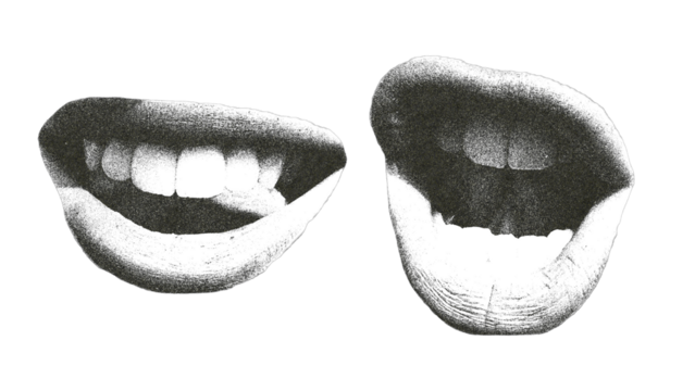 black and white halftone lips