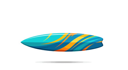 Colorful Swirl Patterned Surfboard Isolated on White Background.