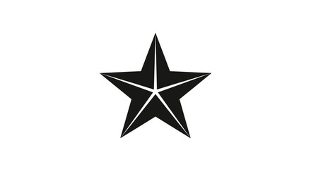 Fototapeta premium A black five-pointed star is centered on a white background, creating a simple, graphic image.