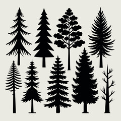 Obraz premium a-collection-of-stylized-pine-tree-silhouettes--pr.eps