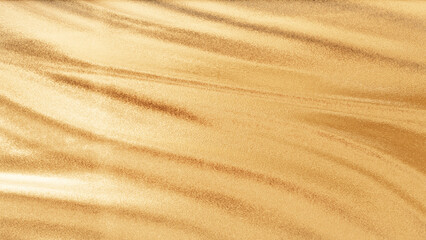 Golden silk fabric texture with smooth folds and shiny surface, elegant luxury background for design and decoration.
