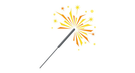 Sparkling Fireworks Sparkler with Bright Yellow and Orange Flames.