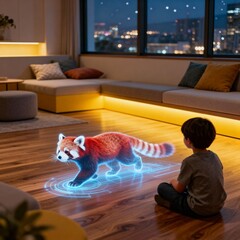 홀로그램레서판다를보는아이의신기한순간