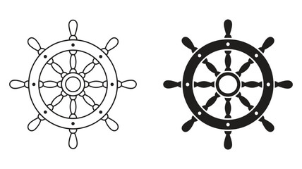 Vector art of nautical steering wheel vector icon set ship wheel helm symbol marine control sign boat equipment concept