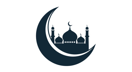 Silhouette of a Mosque and Crescent Moon Islamic Symbolism.